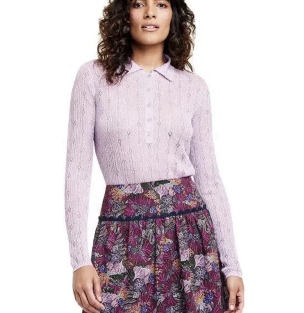 NWT Women's Pointelle Collar Sweater - Kika Vargas x Target Lavender Medium